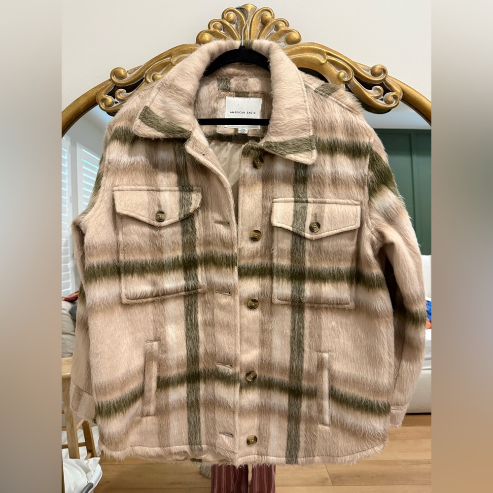 American Eagle Outfitters Fuzzy Plaid Jacket